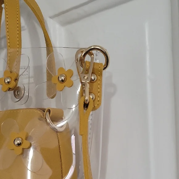 Transparent Floral Yellow Handbag - Picture 2 of 4
